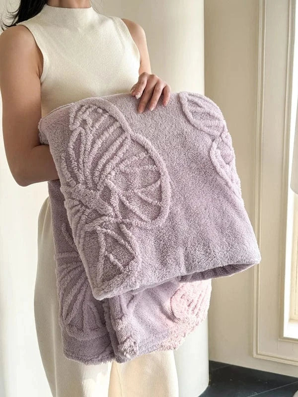 1pc Butterfly White Four Seasons Flannel Blanket with Exquisite 3D Butterfly Comfortable and Warm Suitable for Bed Sofa Camping