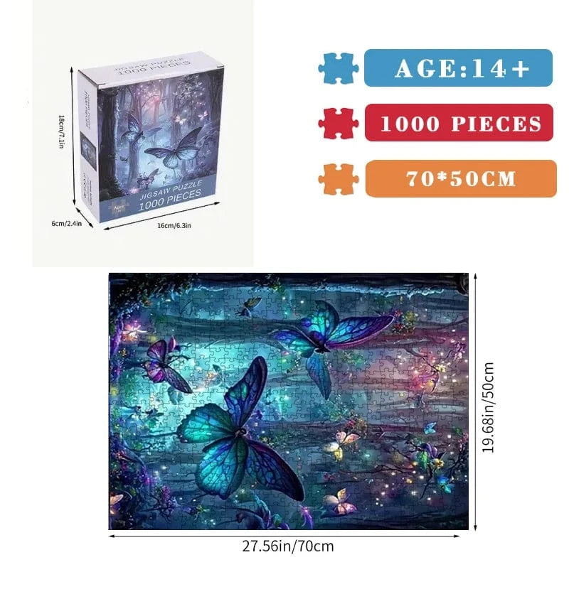 70x50cm butterfly puzzle blue night