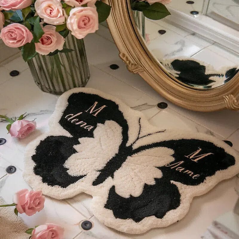 Butterfly Shape Faux Cashmere Carpet Plush Area Rug LivingRoom Bedroom Floor Mat Anti-slip Curved Floor Mat Home Decor
