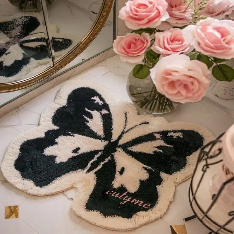 Butterfly Shape Faux Cashmere Carpet Plush Area Rug LivingRoom Bedroom Floor Mat Anti-slip Curved Floor Mat Home Decor