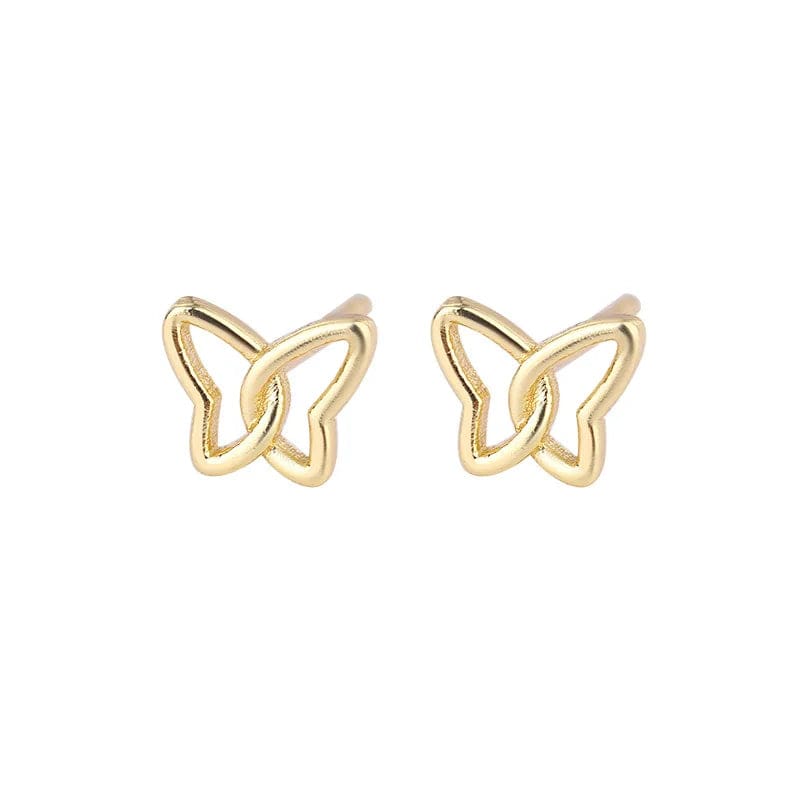 Butterfly stud earrings in gold