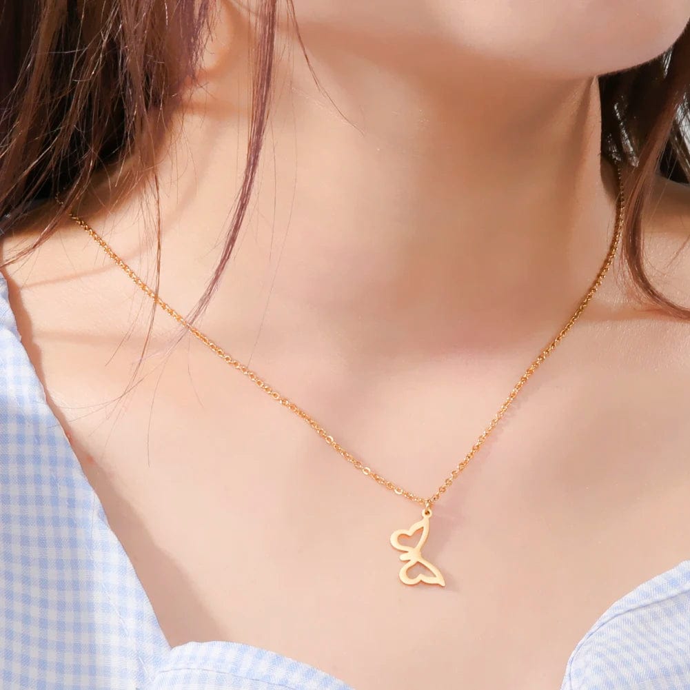 Cazador Korean Stainless Steel Butterfly Pendant Necklace Trendy Gold Color Chain Necklaces For Women Jewelry Gifts New 2023