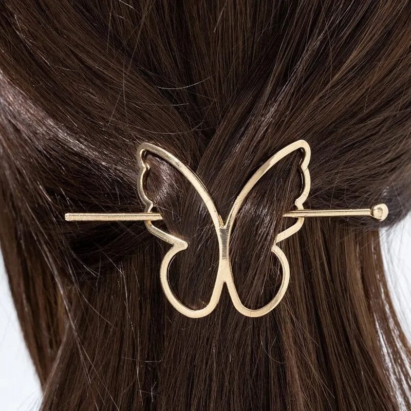 Gold butterfly hairpin