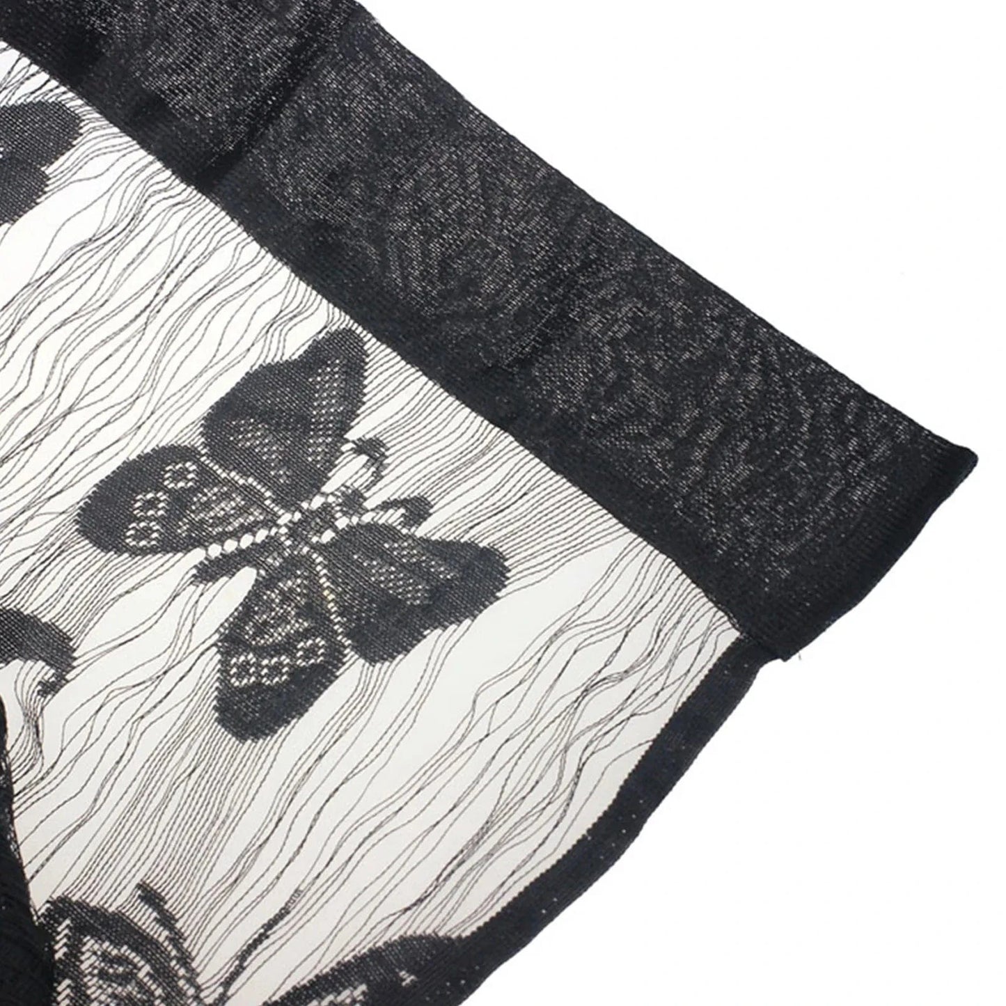 Modern Black Curtains Fabric Rustic Butterfly Embroidered Window Curtain Tulle Living Room Window Drapes Red Curtain 100X200cm