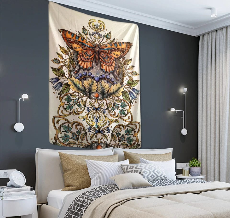 Psychedelic Butterfly Tarot Tapestry Wall Hanging Witchcraft Bohemian Hippie Tapiz Dormitory Home Decor