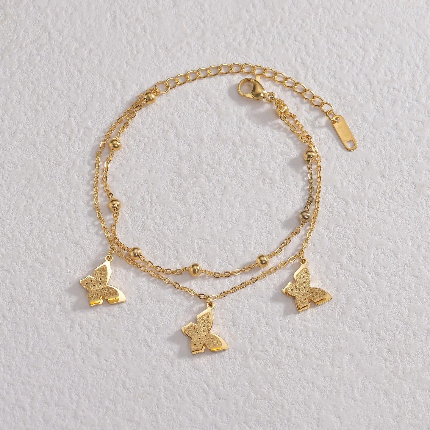 Sifisrri Fashion Colorful Oil Frosted Butterfly Bracelet for Women Stainless Steel Adjustable Gold Color Bangles Jewelry Gift