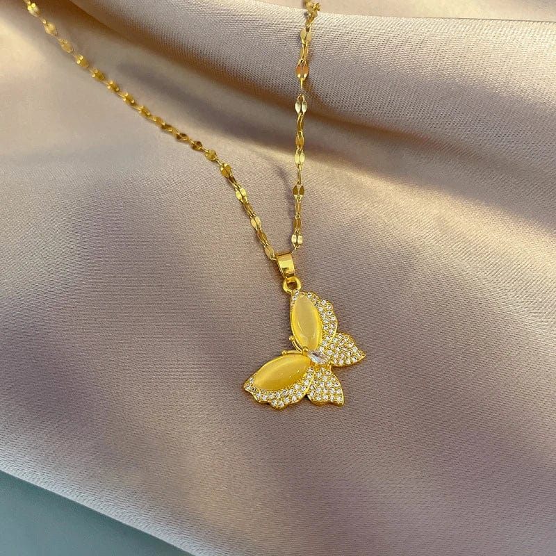 Vintage gold butterfly necklace