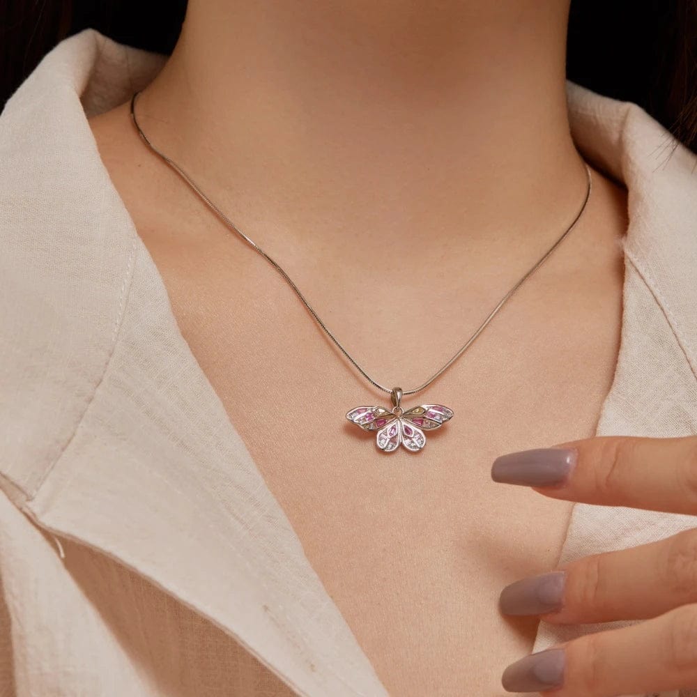 Wong Rain 925 Sterling Silver Colorful Butterfly Lab Sapphire High Carbon Diamond Gemstone Pendant Necklace Jewelry Wholesale