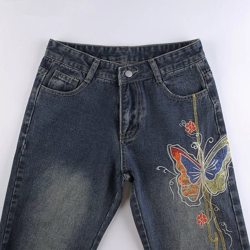 Y2K butterfly baggy denim jean