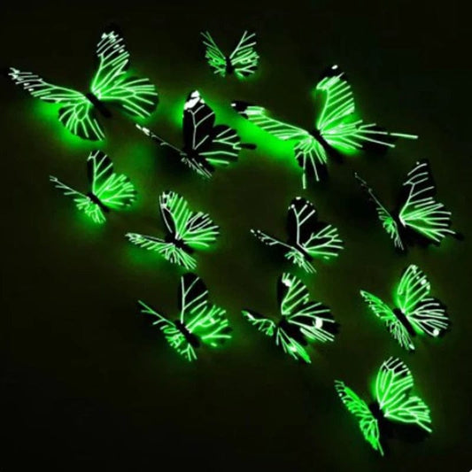 12 Pcs 3D Luminous Butterfly Creative Wall Stickers DIY Wall Stickers Modern Wall Art Home Decoration DIY Gifts