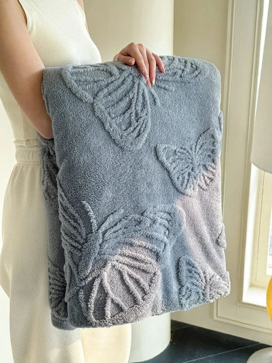 1pc Butterfly White Four Seasons Flannel Blanket with Exquisite 3D Butterfly Comfortable and Warm Suitable for Bed Sofa Camping
