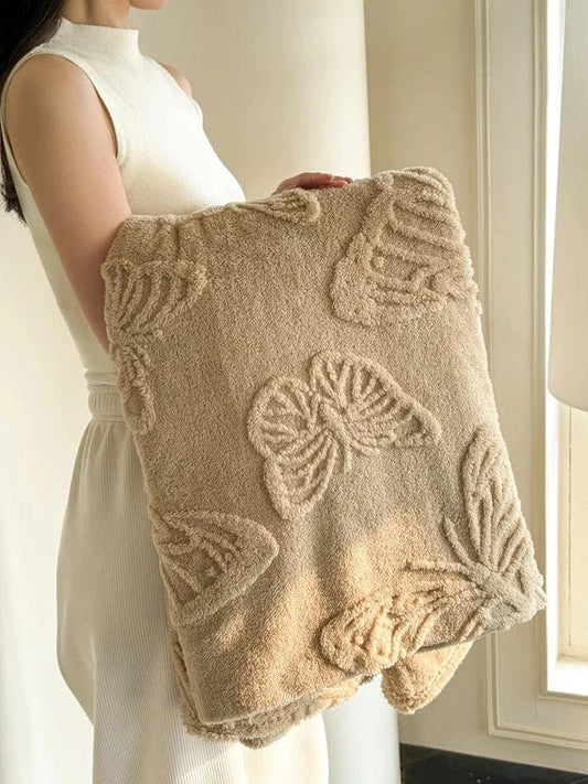 1pc Butterfly White Four Seasons Flannel Blanket with Exquisite 3D Butterfly Comfortable and Warm Suitable for Bed Sofa Camping