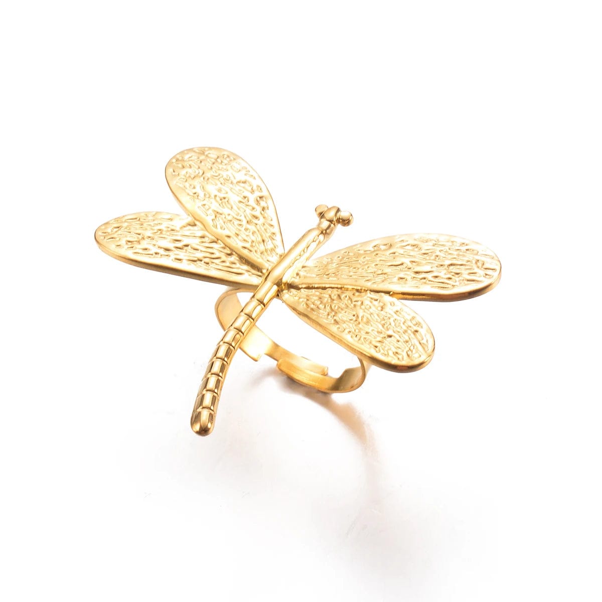 1PC Metal Butterfly Dragonfly Ring Stainless Steel for Women Opening Insect Gold Color Finger Rings Party Jewelry Gift