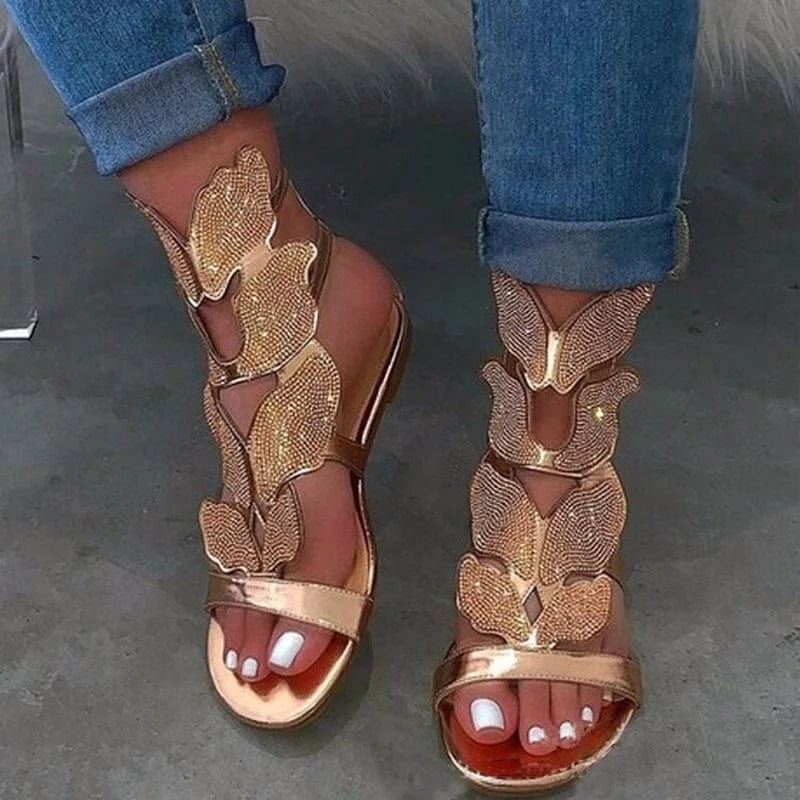 2023 Summer Fashion Sandals for Women Plus Size Butterfly Crystal Gladiator Sandals Comfortable Open Toe Shoes Woman Sandalias