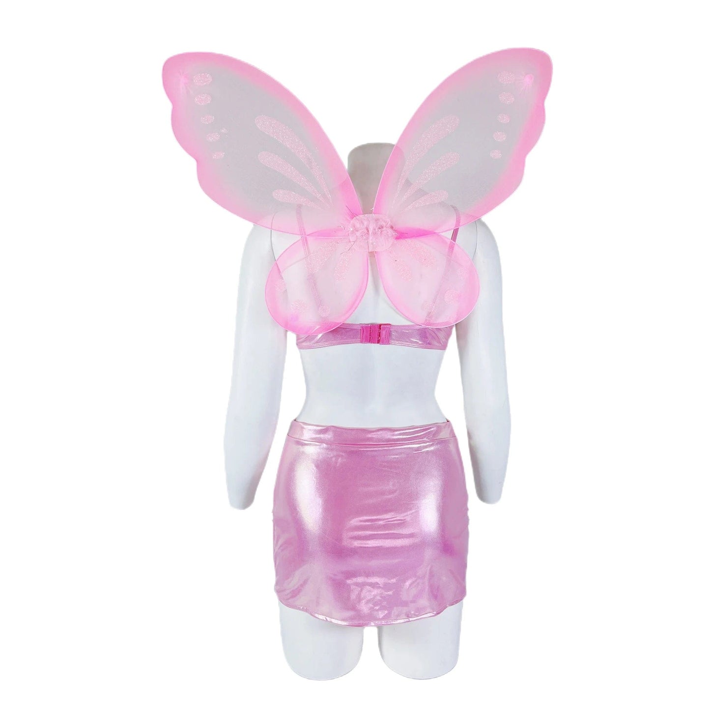 2023NEW Pink Sexy Butterfly Cosplay For Woman Efl Dress Sequin Lingerie Halloween Costumes For Adults Role Play Party Show