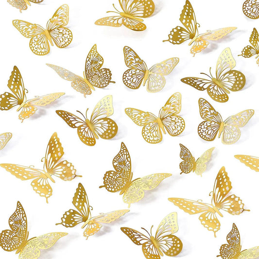 48 Pcs Rainbow Silver Butterfly Decorations, 4 Styles 3 Sizes, Butterfly Wall Decor, 3D Butterfly Party Decorations, Butterflies