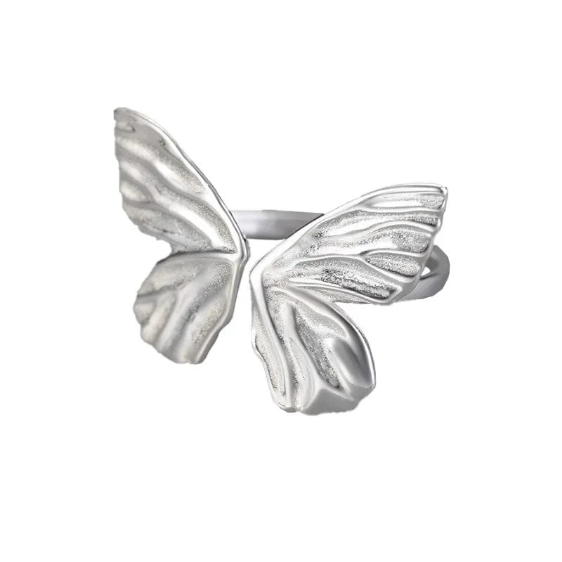 925 Sterling Silver Gold Butterfly Rings for Women Fashion Geometric Vintage Handmade Irregular  Ring Party Gifts
