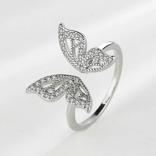 925 Sterling Silver Rings For Women Butterfly Gold Plated Opening Handmade Anillos Trendy Trendy Fashion Fine Jewelry