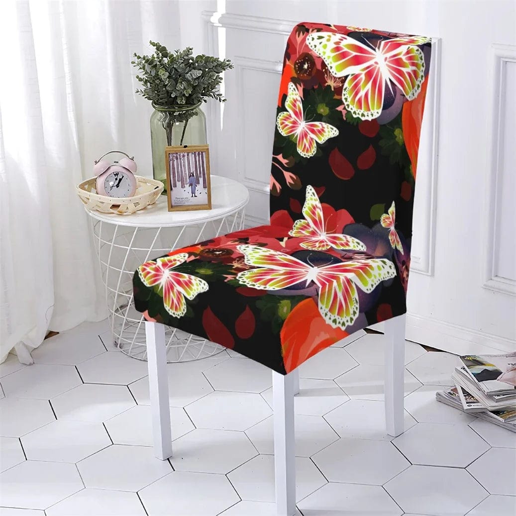 Animal Style Chair Cover Elastic Chairs Covers For Dining Chiars Covers Cartoon Butterfly Pattern Cover Of Chair Home Stuhlbezug