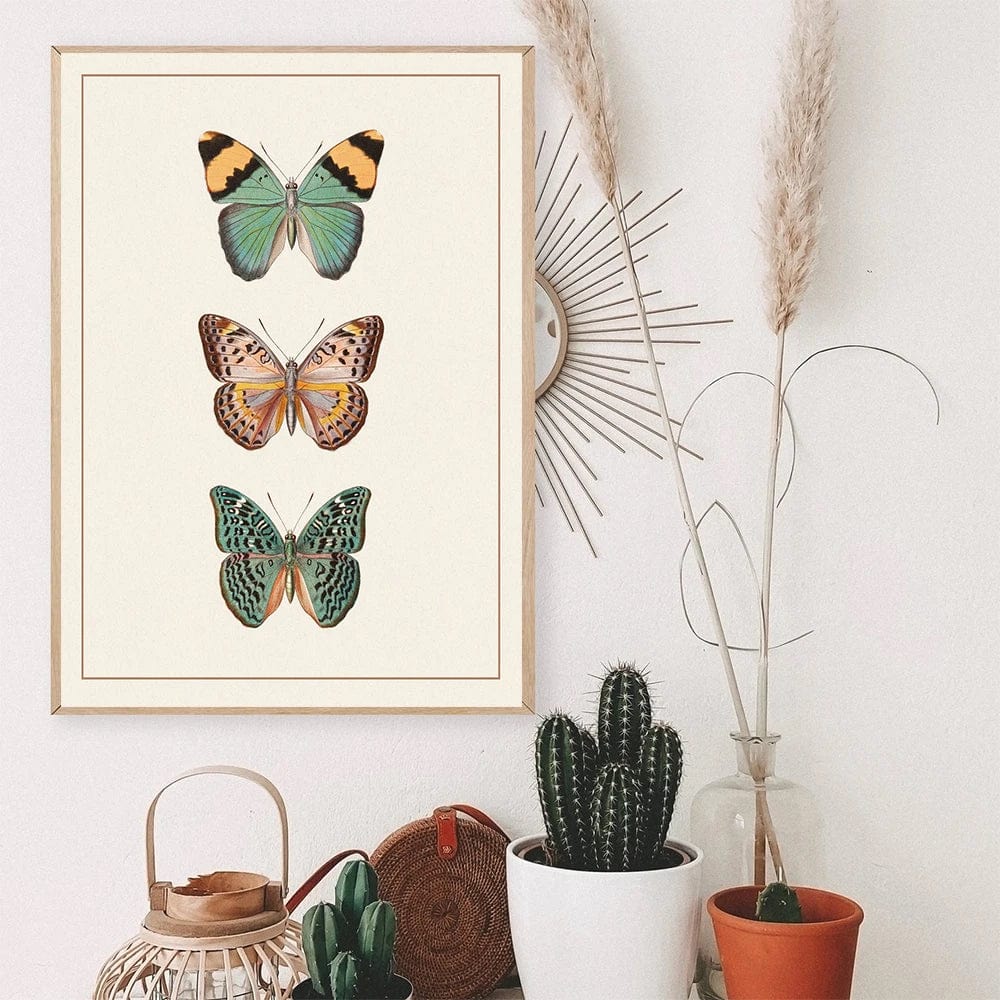 Beige Sepia Modern Victorian Butterfly Vintage Poster Prints Insect Education Wall Art Picture Canvas Painting Kids Room Decor