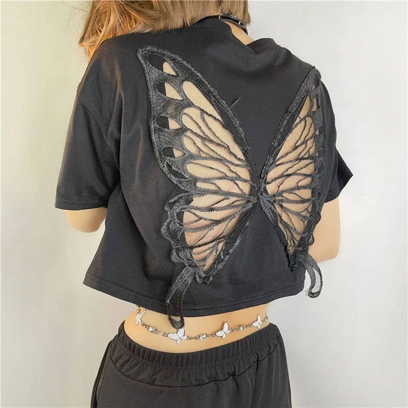 Black butterfly monarch top