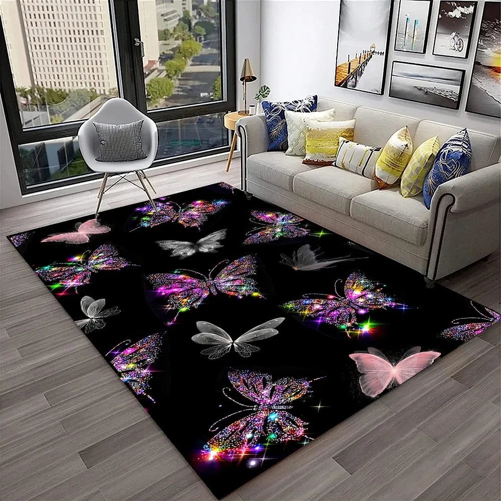 Black butterfly rug for home