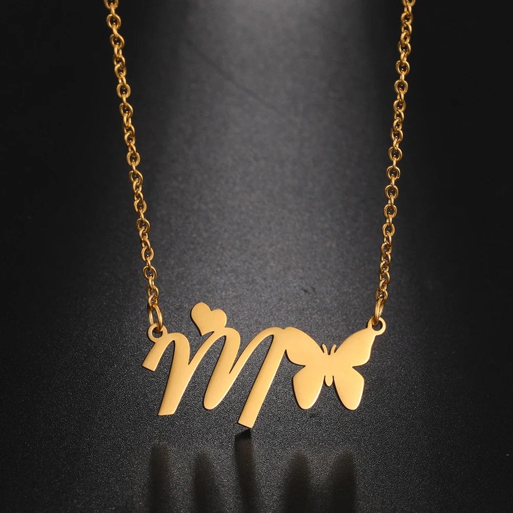 Butterfly alphabet necklace A-Z Initial letter name