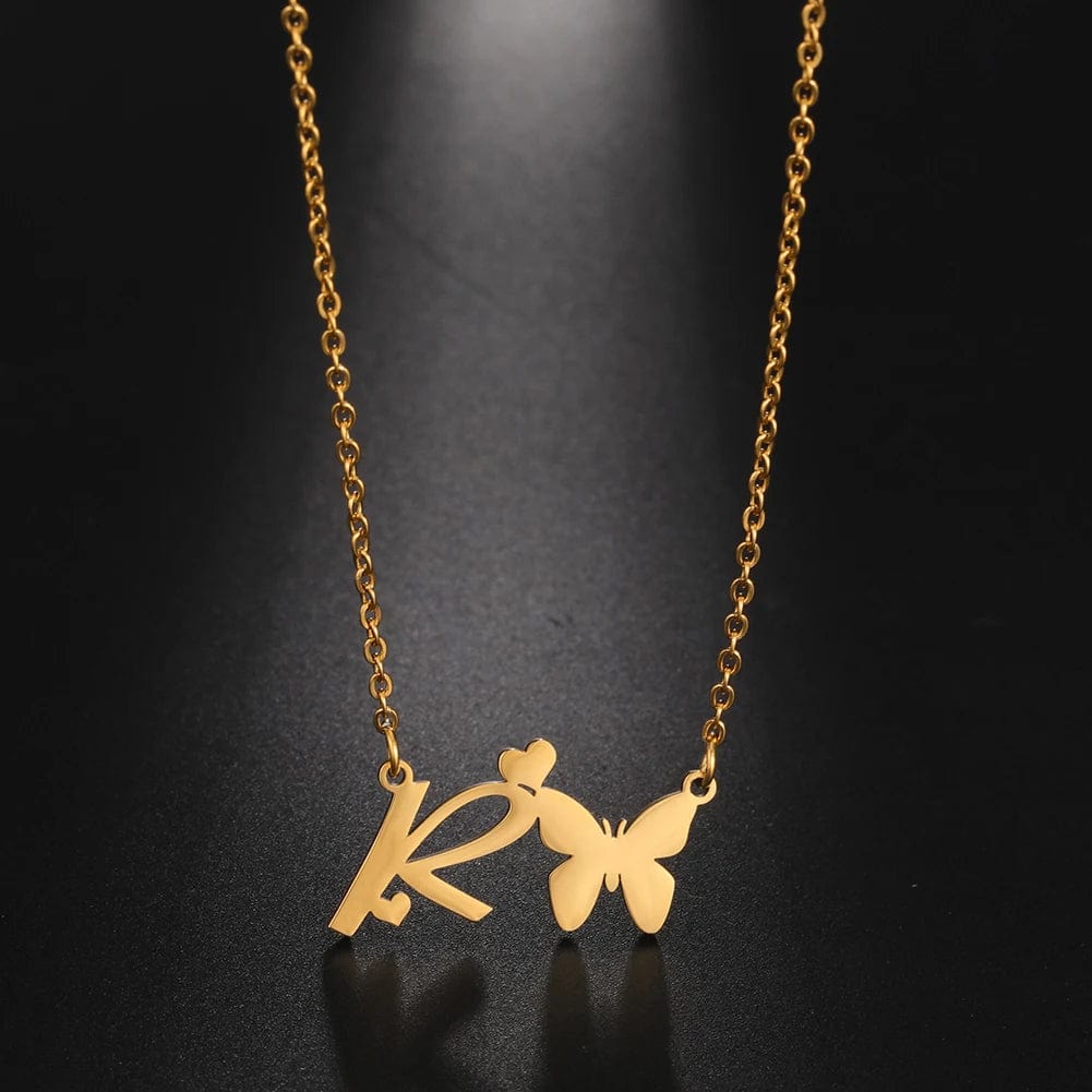 Butterfly alphabet necklace A-Z Initial letter name