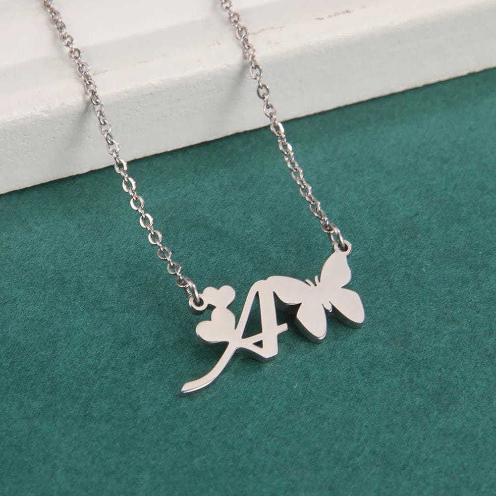 Butterfly alphabet necklace A-Z Initial letter name