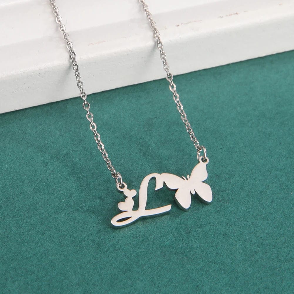 Butterfly alphabet necklace A-Z Initial letter name