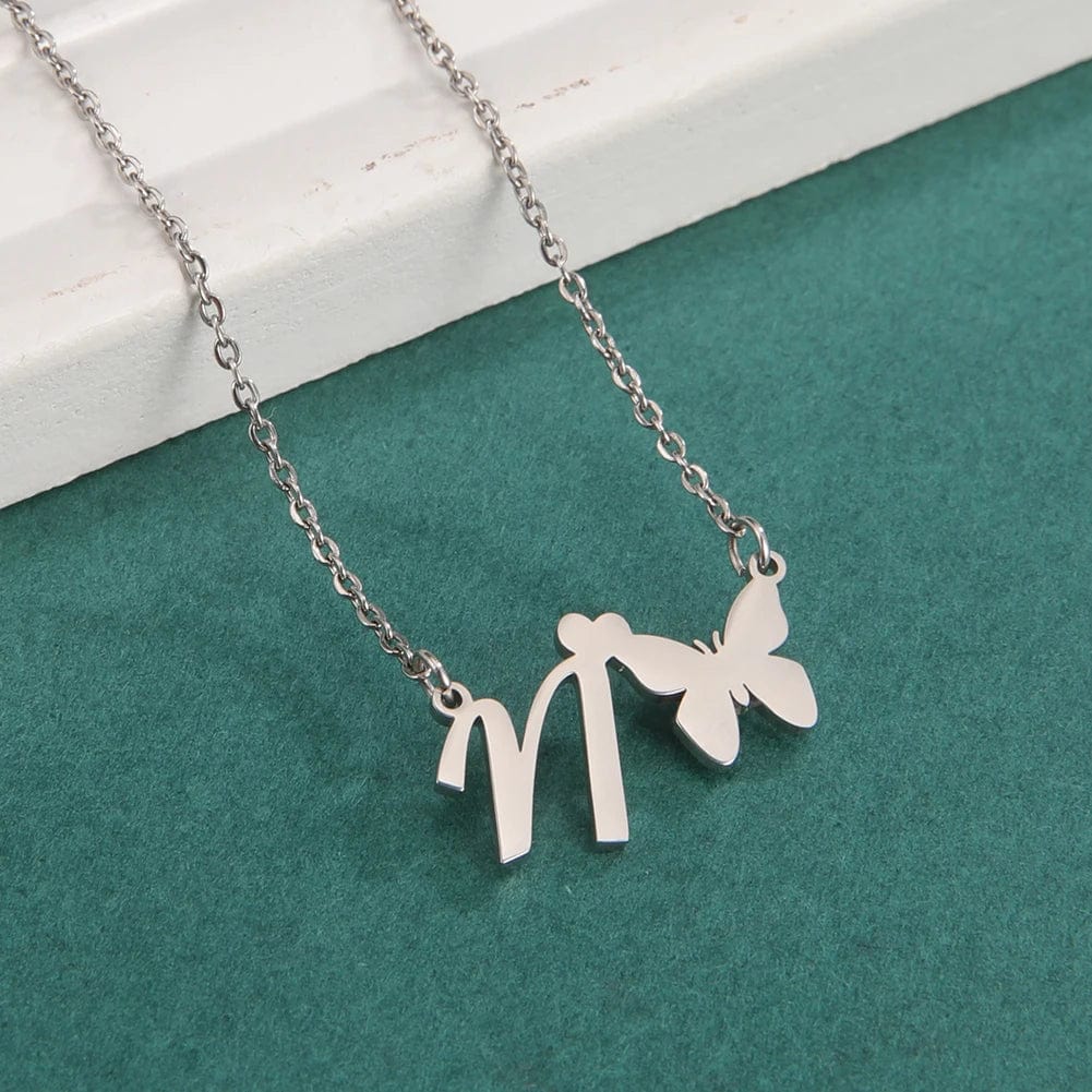 Butterfly alphabet necklace A-Z Initial letter name