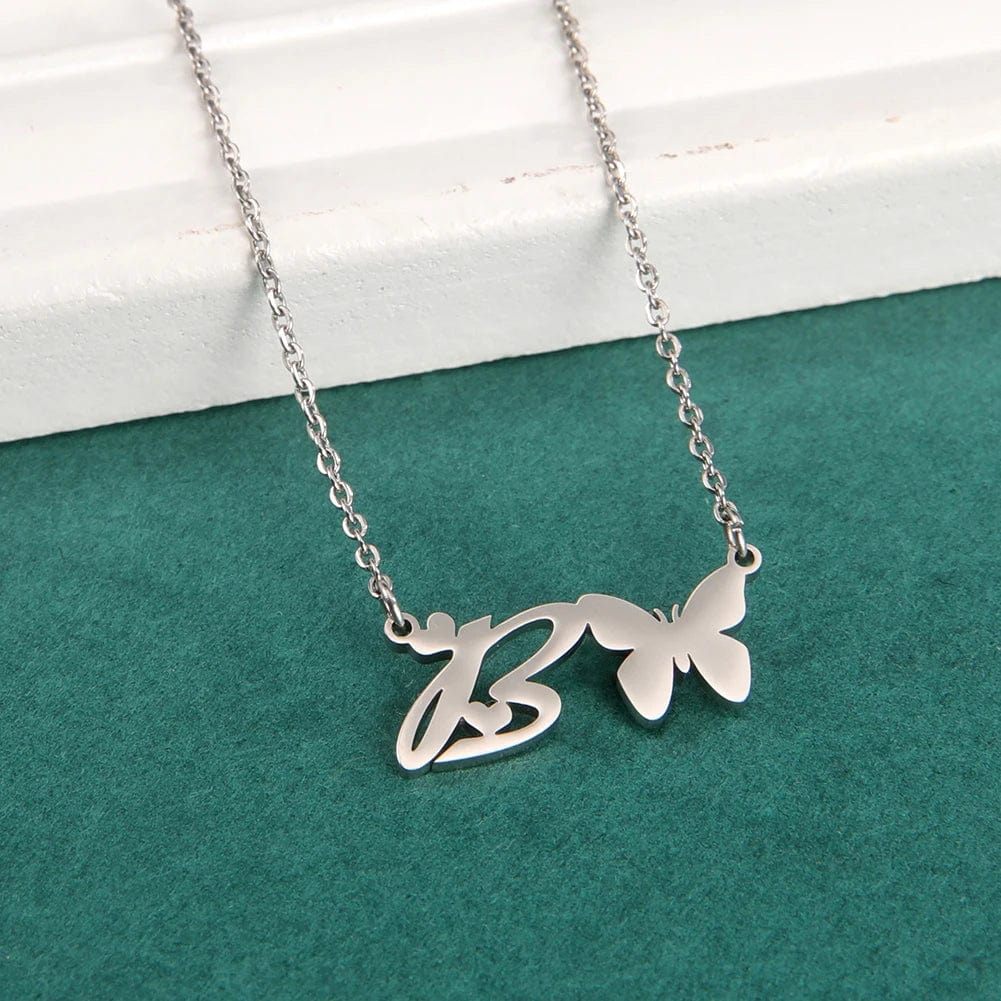 Butterfly alphabet necklace A-Z Initial letter name