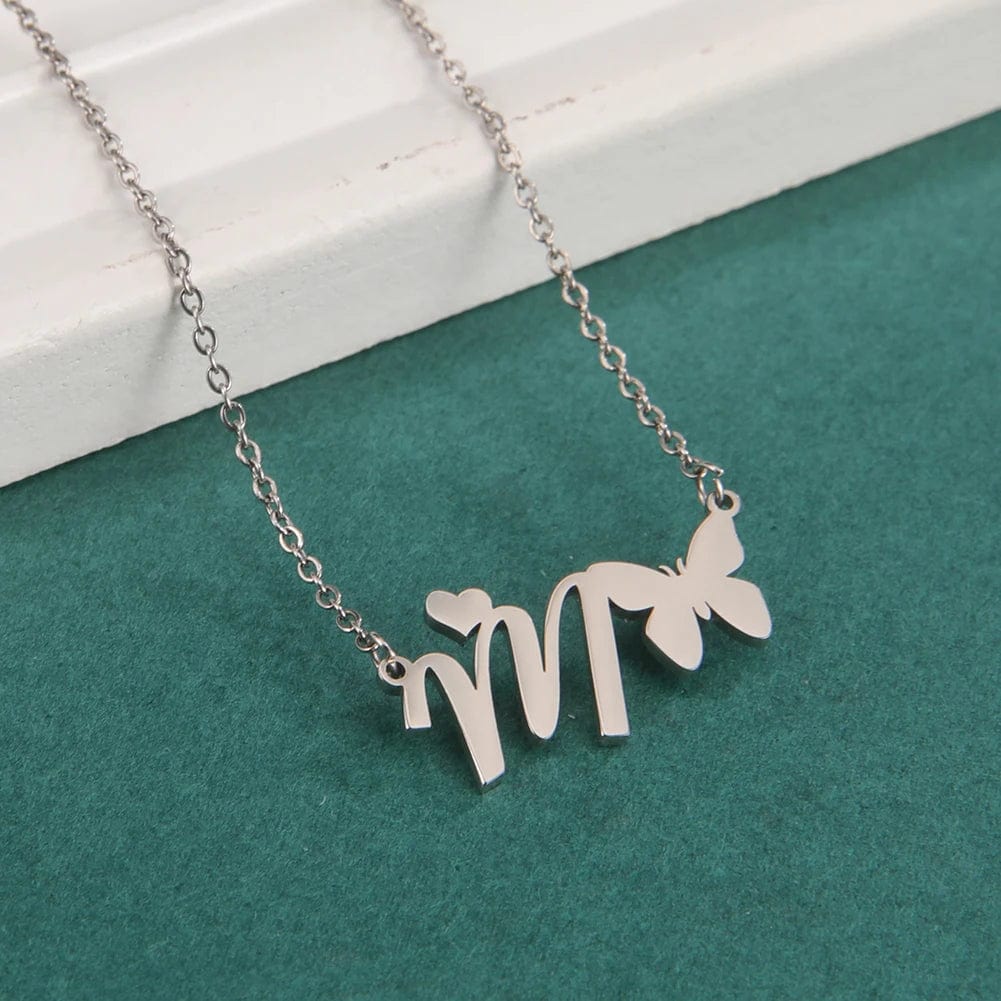 Butterfly alphabet necklace A-Z Initial letter name