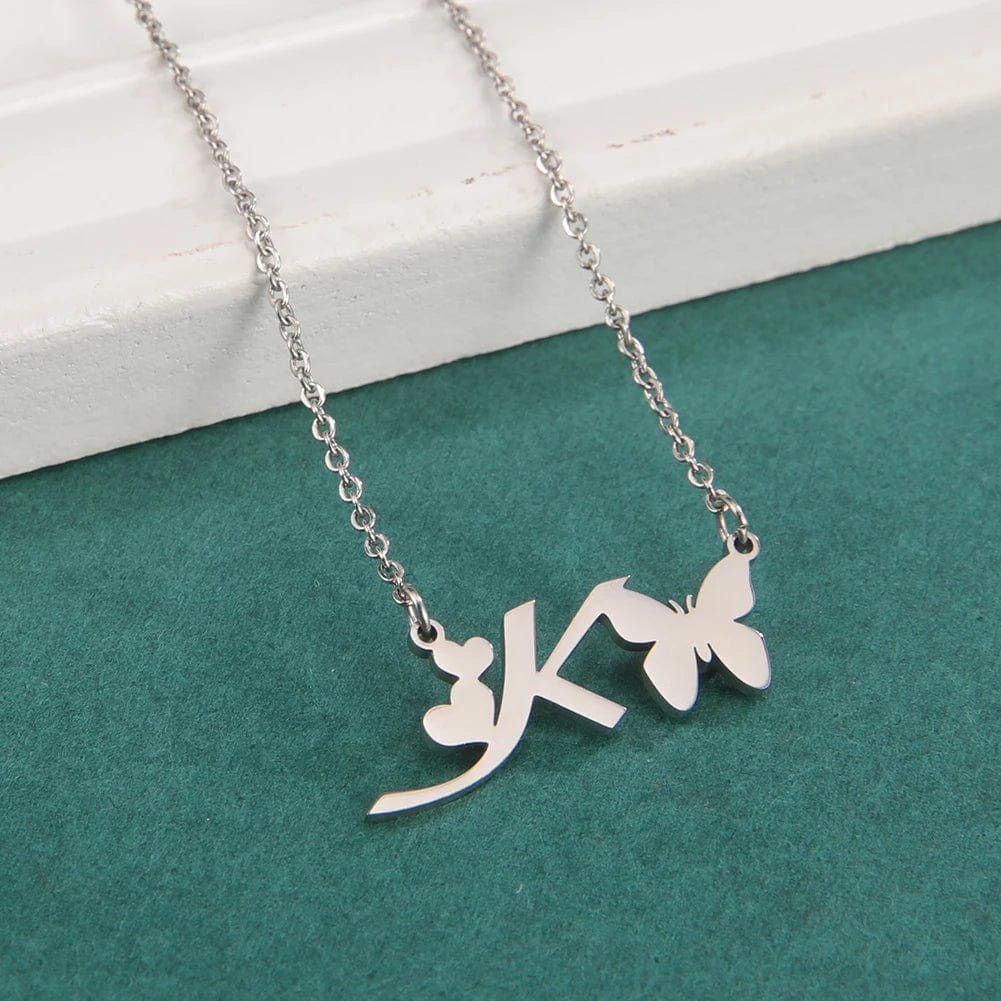 Butterfly alphabet necklace A-Z Initial letter name