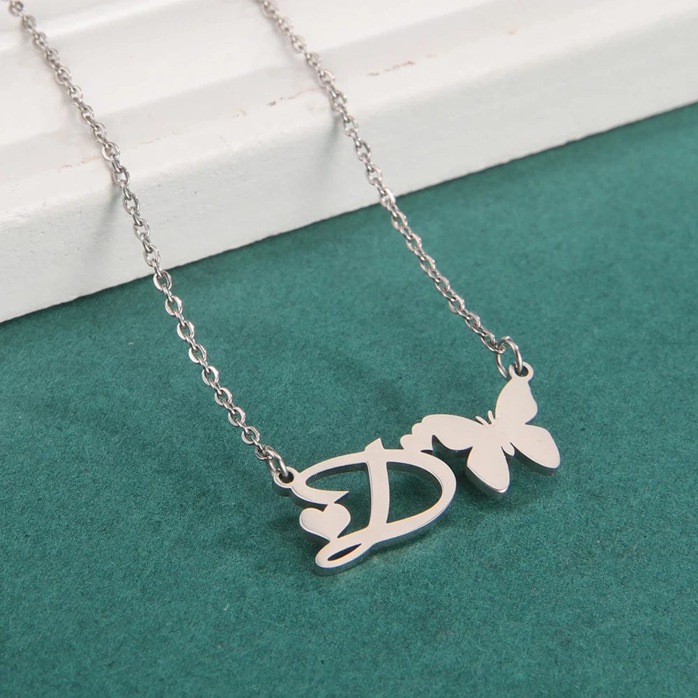 Butterfly alphabet necklace A-Z Initial letter name