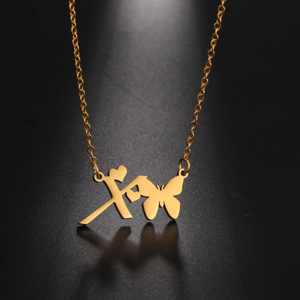 Butterfly alphabet necklace A-Z Initial letter name