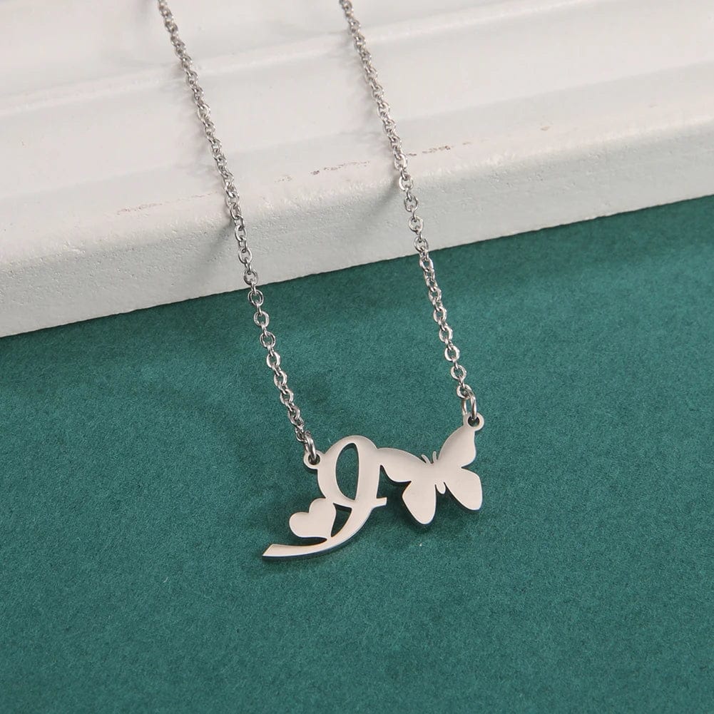 Butterfly alphabet necklace A-Z Initial letter name