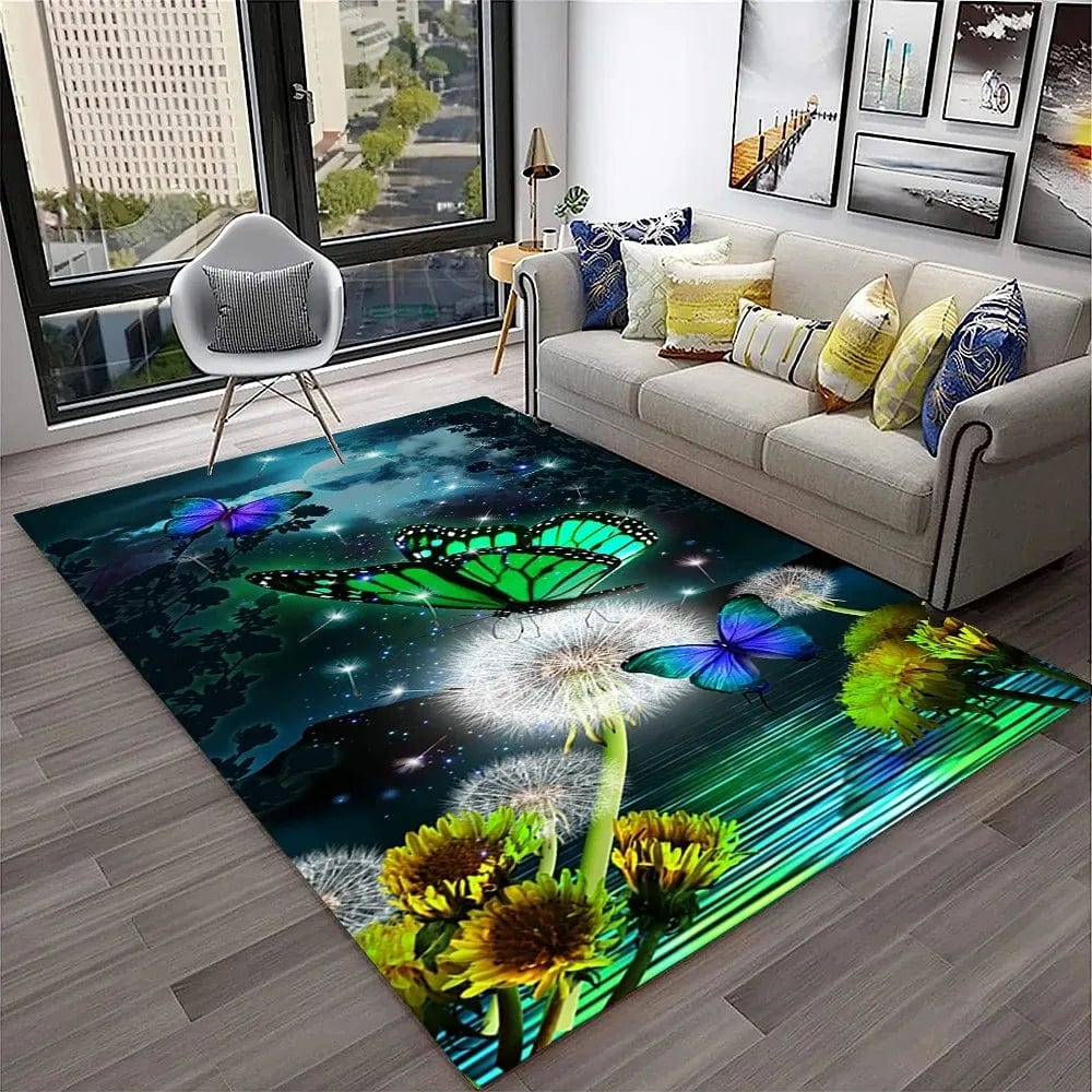 Butterfly flower rug for home