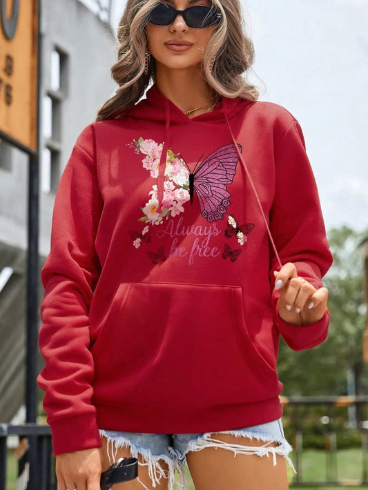 Butterfly hoodie red and blue