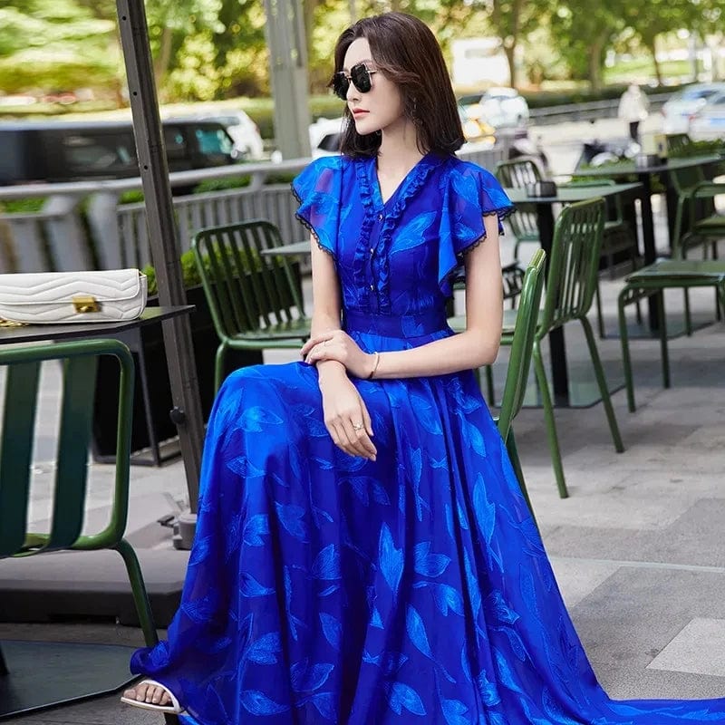 Butterfly long dress - Beautiful blue color