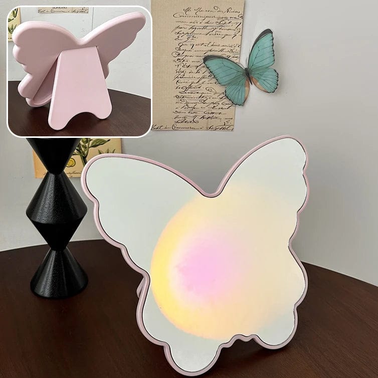 Butterfly pink makeup mirror