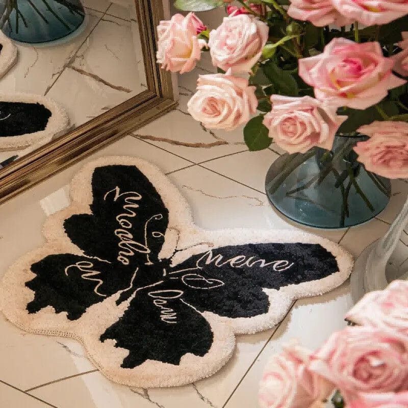 Butterfly Shape Faux Cashmere Carpet Plush Area Rug LivingRoom Bedroom Floor Mat Anti-slip Curved Floor Mat Home Decor