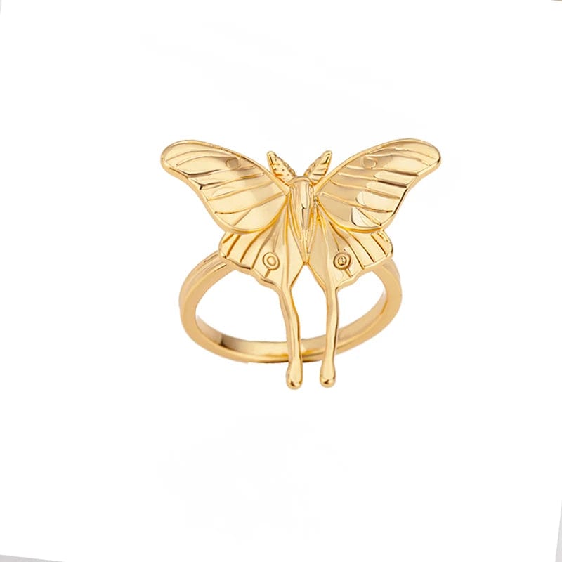 Butterfly Stainless Steel Gold Color Rings for Women Fashion Heart Adjustable Copper Zircon Hoop Ring Jewelry Wedding Gift New