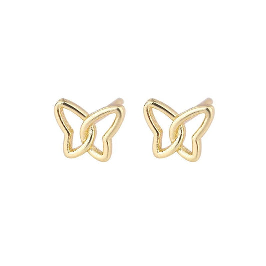 Butterfly stud earrings in gold