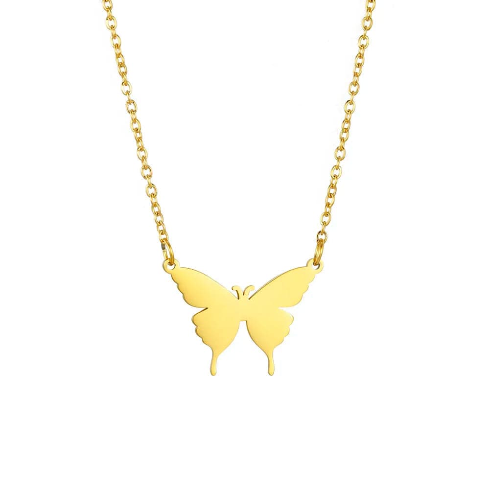 Cazador Women's Butterfly Pendant Necklace Stainless Steel Gold Color Neck Chains 2023 Fashion Animal Korean Jewelry Wholesale