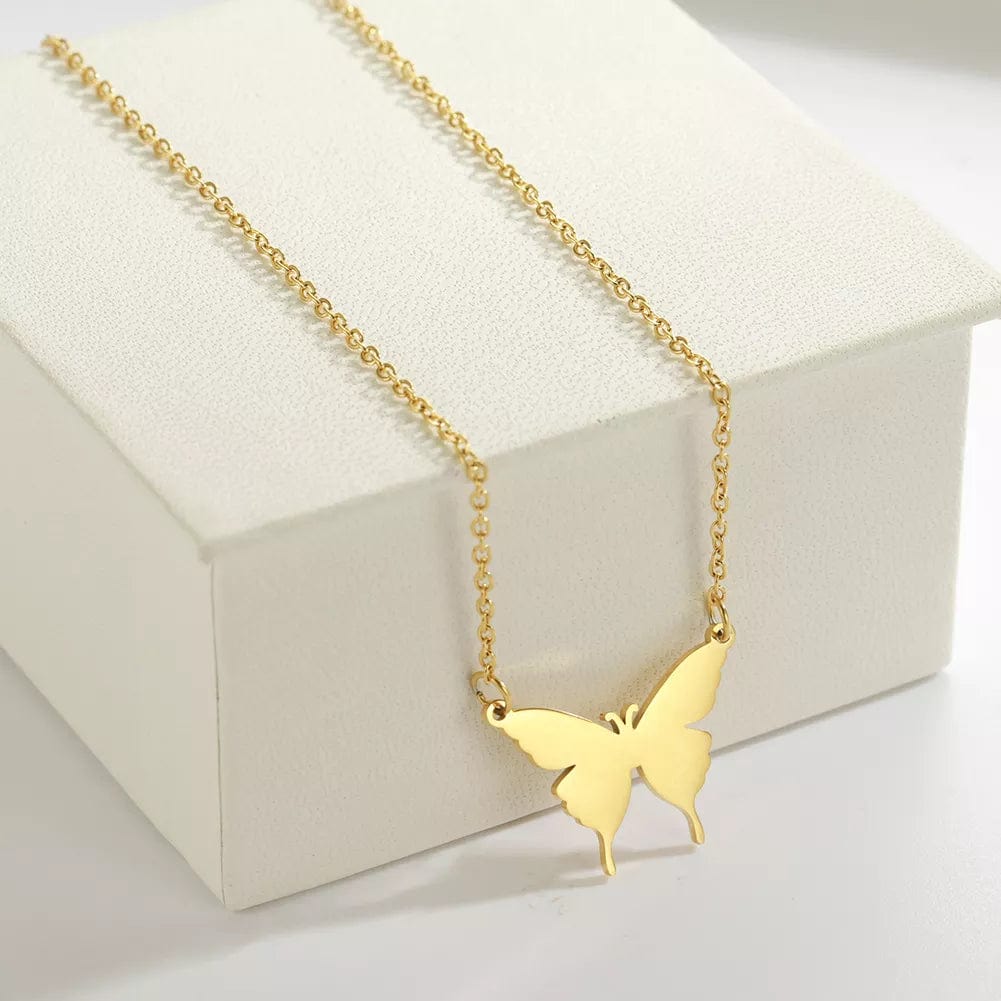 Cazador Women's Butterfly Pendant Necklace Stainless Steel Gold Color Neck Chains 2023 Fashion Animal Korean Jewelry Wholesale