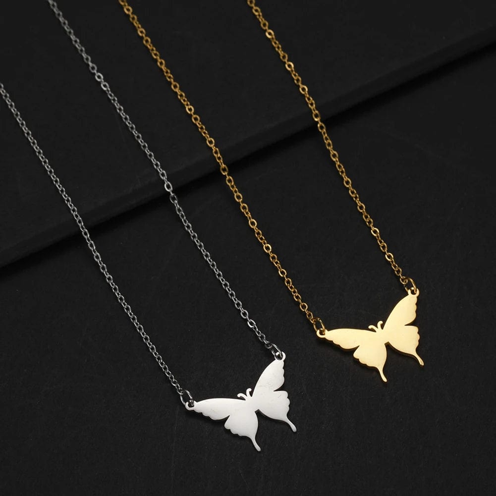 Cazador Women's Butterfly Pendant Necklace Stainless Steel Gold Color Neck Chains 2023 Fashion Animal Korean Jewelry Wholesale