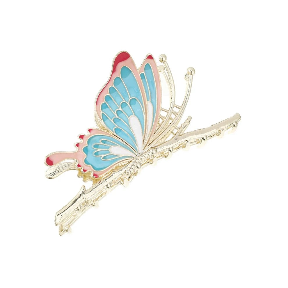 Colorful enamel butterfly hair clips