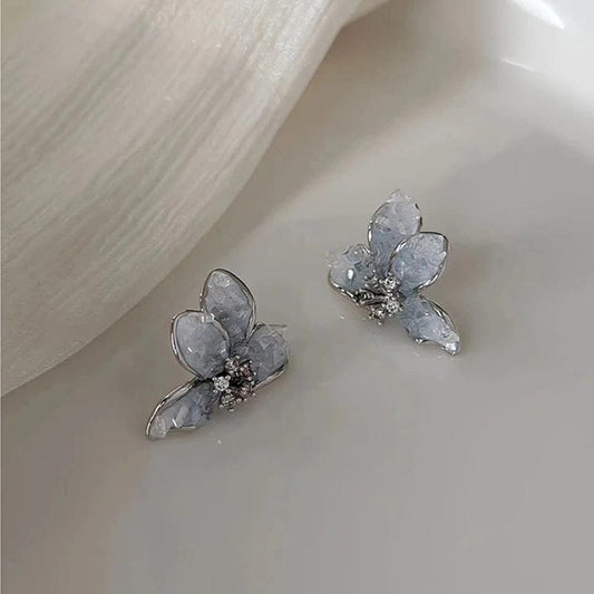 Crystal butterfly earrings in silver