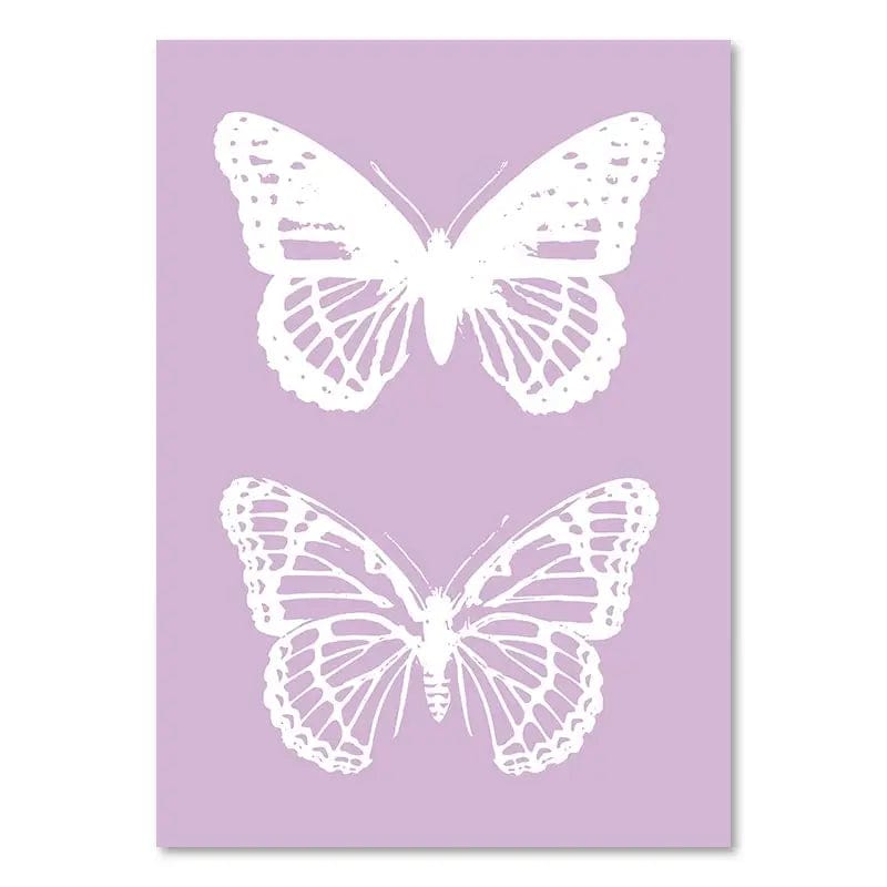 Danish Pastel Poster Aesthetic Colorful Canvas Painting Rainbow Purple Green Heart Butterfly Flower Wall Art Print Bedroom Decor